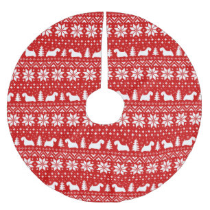 Sealyham Terrier Silhouettes Christmas Pattern Brushed Polyester Tree Skirt