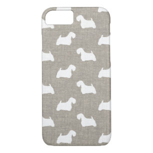 Sealyham Terrier Silhouettes Faux Linen Style iPhone 8/7 Case