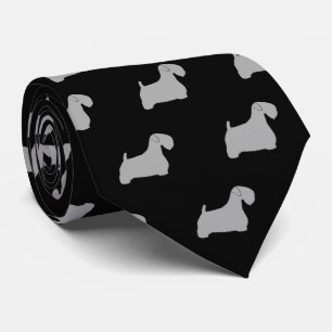 Sealyham Terrier Silhouettes Pattern Black & Grey Tie