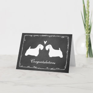 Sealyham Terrier Silhouettes Wedding Congrats Card
