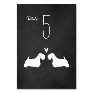 Sealyham Terrier Silhouettes Wedding Table Card