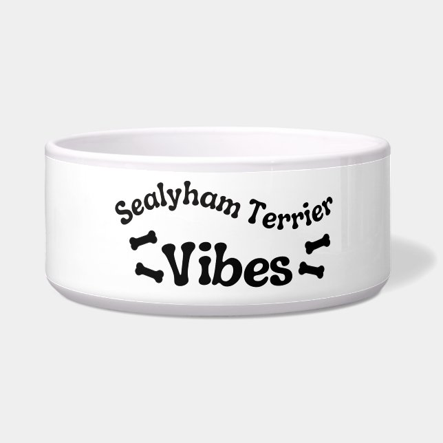 Sealyham Terrier Vibes Ceramic Dog Bowl (Left)