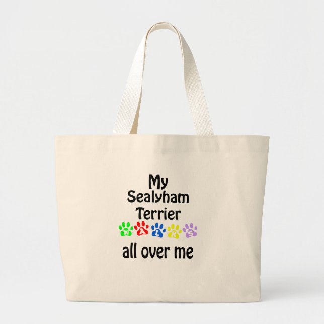 Sealyham Terrier Walks Design Large Tote Bag (Front)