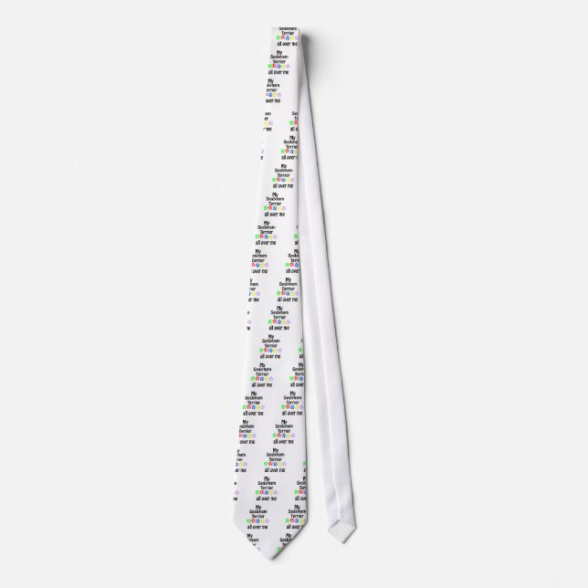 Sealyham Terrier Walks Design Tie (Front)