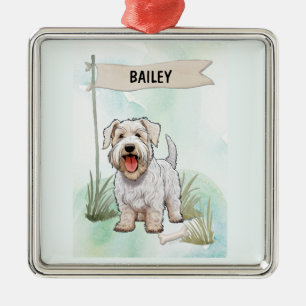 Sealyham Terrier Watercolor Personalised Dog Metal Ornament