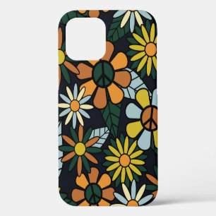 Seamless 70's retro hippie flowers pattern - Vinta iPhone 12 Case