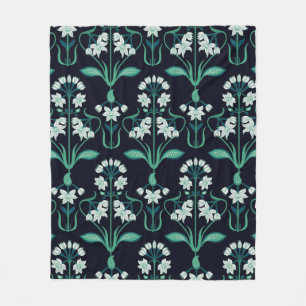 seamless abstract art nouveau floral pattern fleece blanket