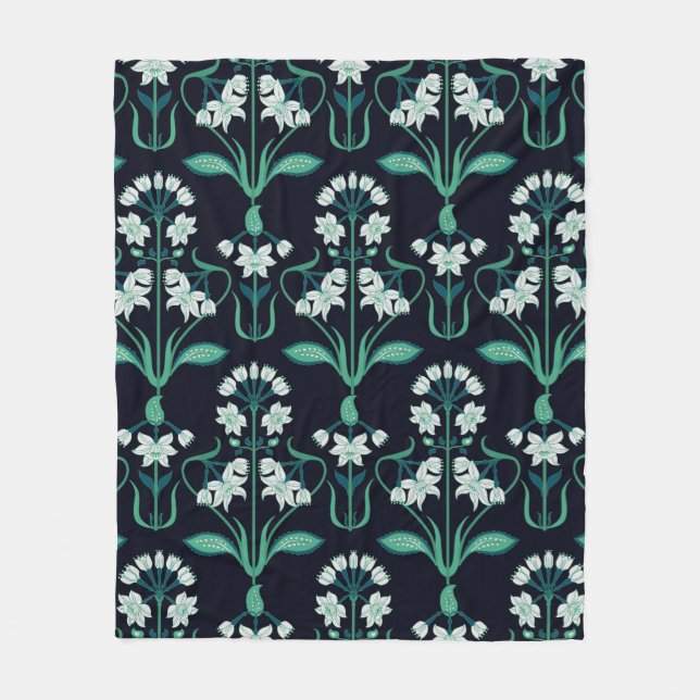seamless abstract art nouveau floral pattern fleece blanket (Front)