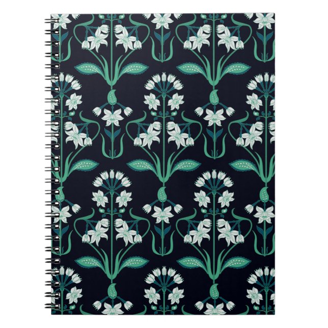 seamless abstract art nouveau floral pattern notebook (Front)