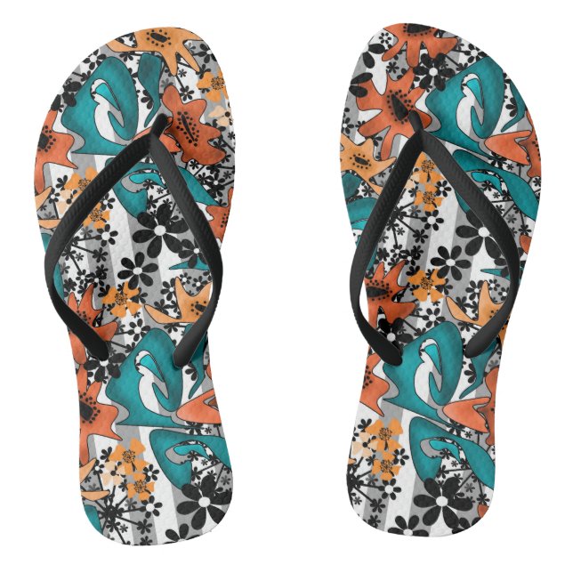 Seamless abstract bright cartoon cute flowers flor thongs (Footbed)