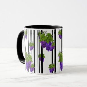 Seamless abstract cartoon grape fruit striped line mug