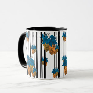 Seamless abstract cartoon grape fruit striped line mug
