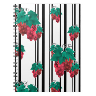 Seamless abstract cartoon grape fruit striped line notebook