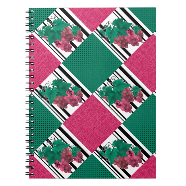 Seamless abstract cartoon grape fruit striped line notebook (Front)