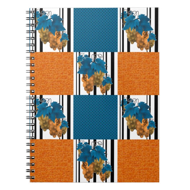 Seamless abstract cartoon grape fruit striped line notebook (Front)