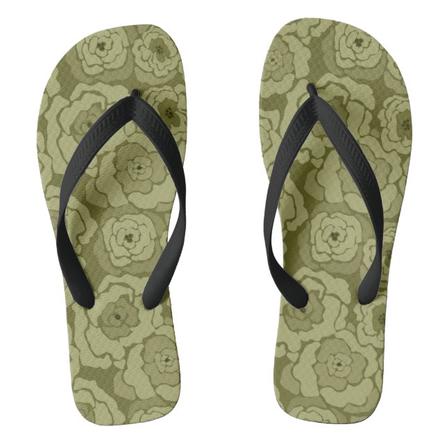 Seamless abstract cartoon green flowers floral mod thongs (Footbed)