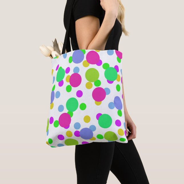 Seamless abstract circles round dots confetti brig tote bag (Close Up)