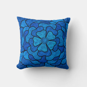 Seamless abstract floral flowers black blue colour cushion