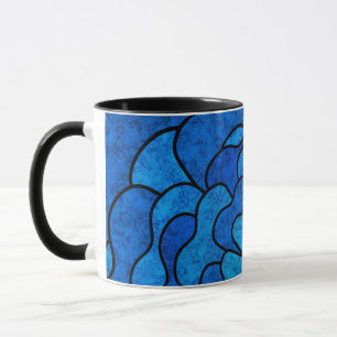 Seamless abstract floral flowers black blue colour mug
