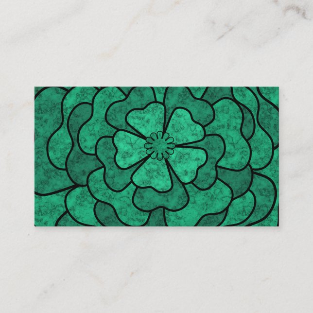 Seamless abstract floral flowers black green colou business card (Front)