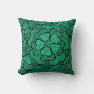 Seamless abstract floral flowers black green colou cushion