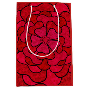 Seamless abstract floral flowers black red colour  medium gift bag