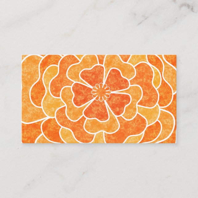 Seamless abstract floral flowers white orange colo business card (Front)