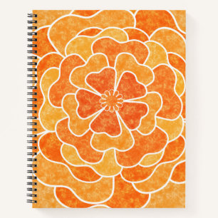 Seamless abstract floral flowers white orange colo notebook