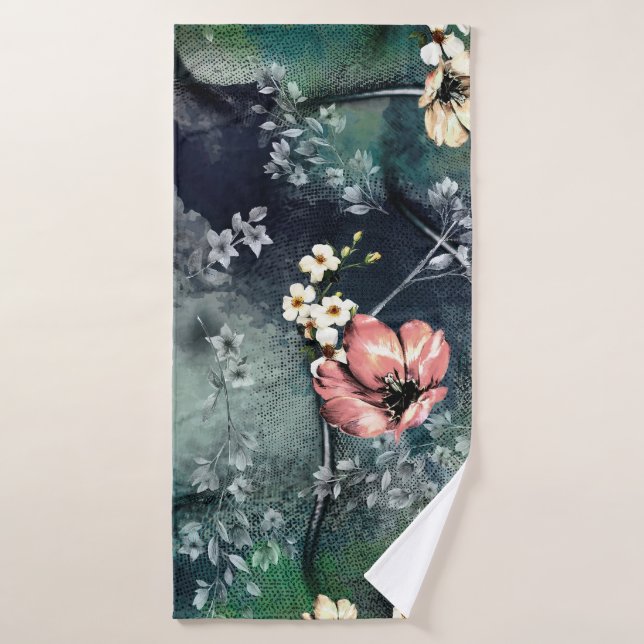 seamless abstract flower pattern on mix backgroun bath towel (Bath Towel)