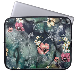 seamless abstract flower pattern on mix backgroun laptop sleeve