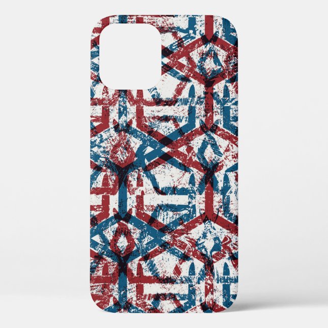 Seamless abstract geometric pattern in flat red bl Case-Mate iPhone case (Back)