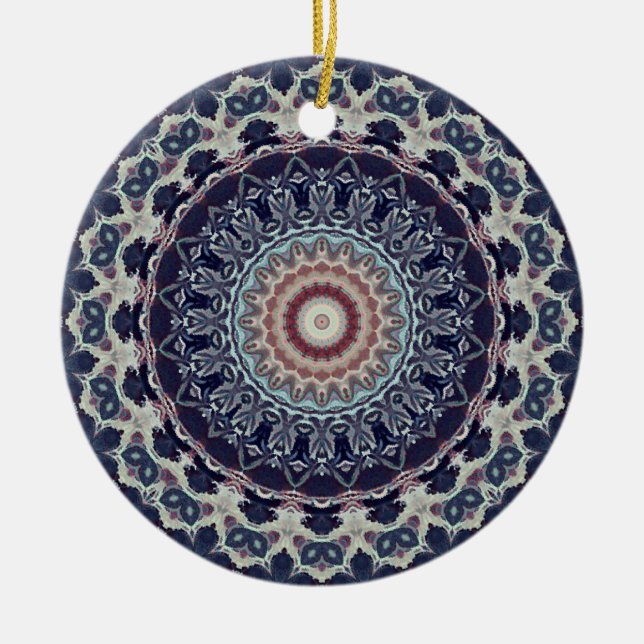 Seamless abstract geometrical round circle mandala ceramic ornament (Front)