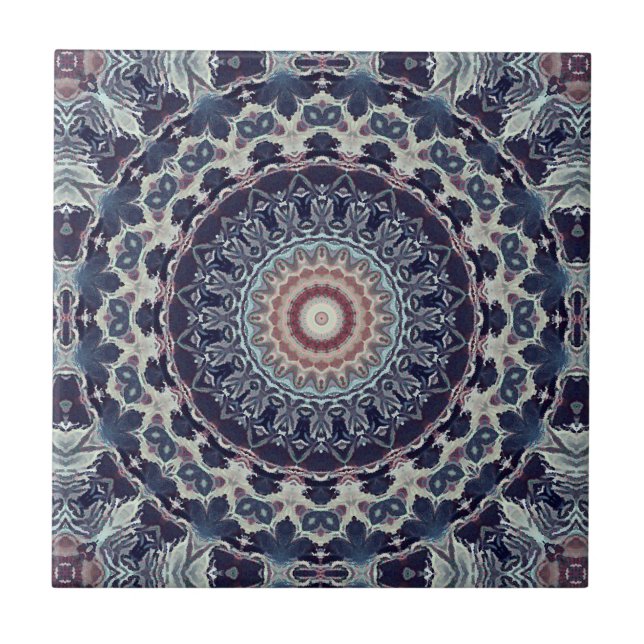 Seamless abstract geometrical round circle mandala ceramic tile (Front)