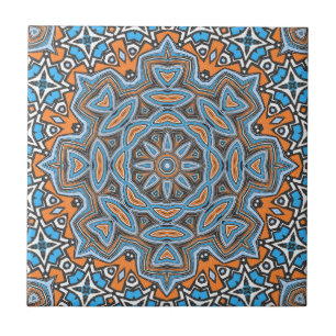 Seamless abstract geometrical round circle mandala ceramic tile