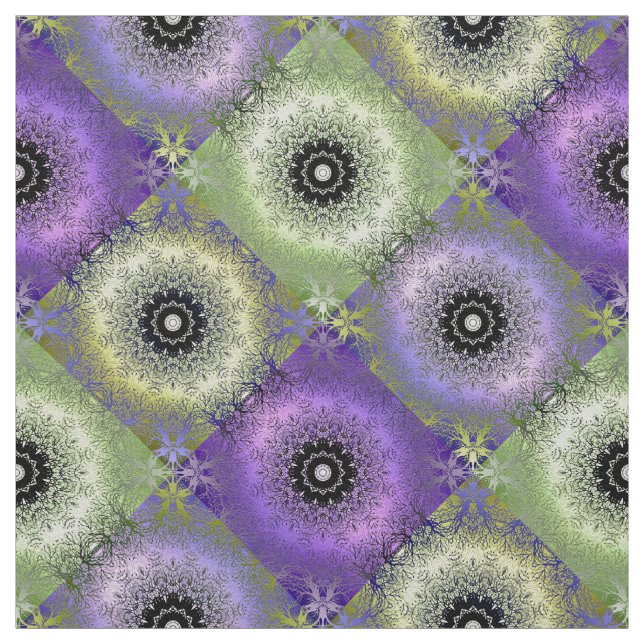 Seamless abstract gradient green purple violet cir fabric (Swatch)
