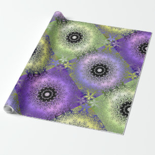 Seamless abstract gradient green purple violet cir wrapping paper