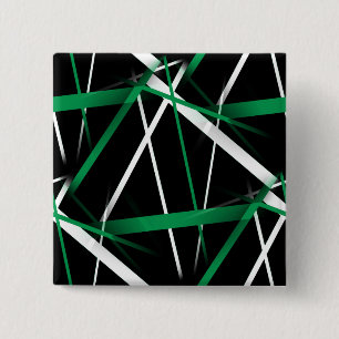 Seamless Abstract Green and White Lines On Black 15 Cm Square Badge