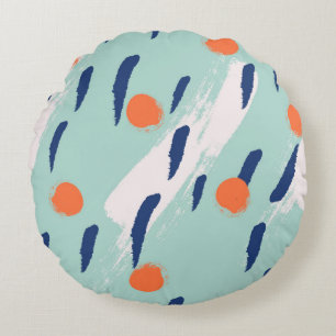 Seamless abstract hand drawn brushstroke shapes pa round cushion