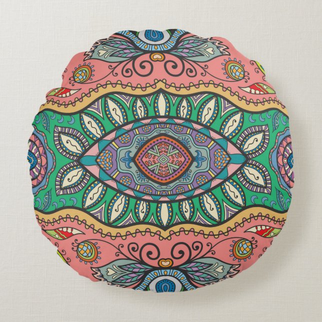 Seamless abstract hand drawn pattern. Decorative s Round Cushion (Front)