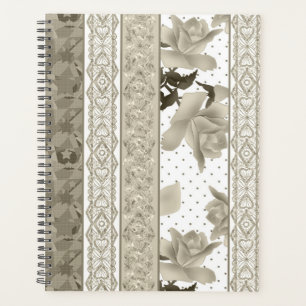 Seamless abstract lace retro vintage beige roses f planner