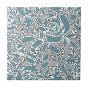 Seamless abstract lace romantic retro vintage blue ceramic tile