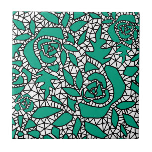 Seamless abstract lace romantic retro vintage gree ceramic tile