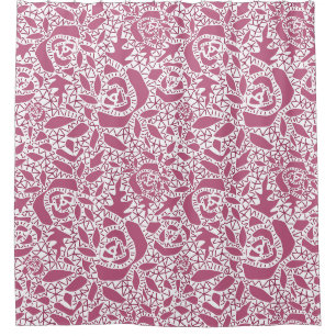 Seamless abstract lace romantic retro vintage pink shower curtain