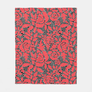 Seamless abstract lace romantic retro vintage red fleece blanket