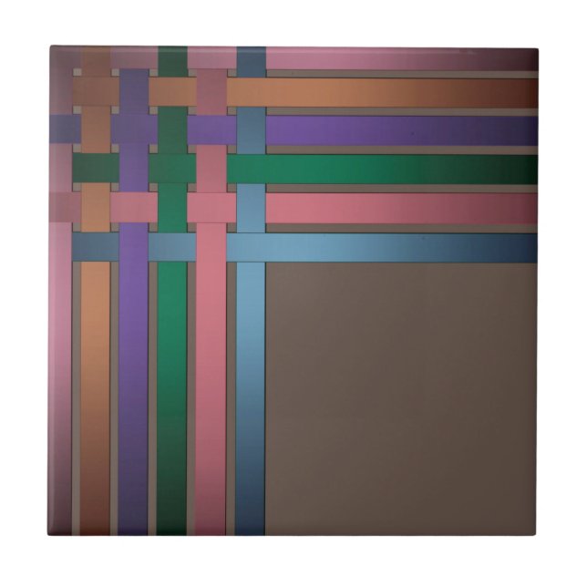 Seamless abstract lines striped silk satin ribbons ceramic tile (Front)