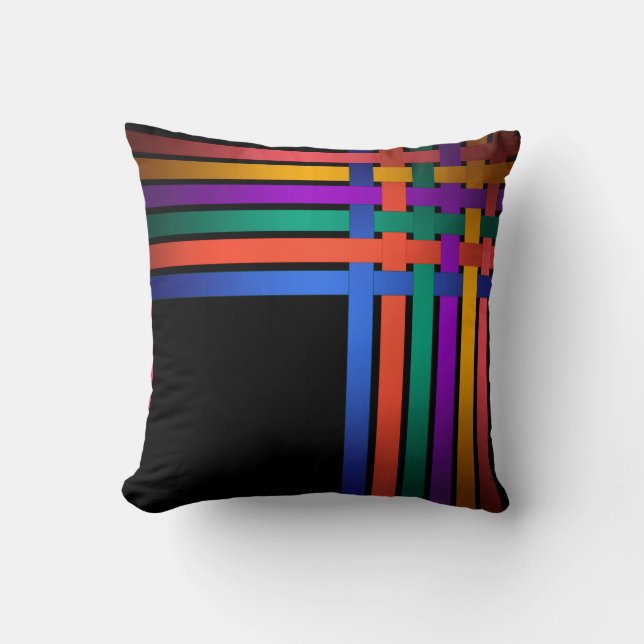 Seamless abstract lines striped silk satin ribbons cushion (Front)