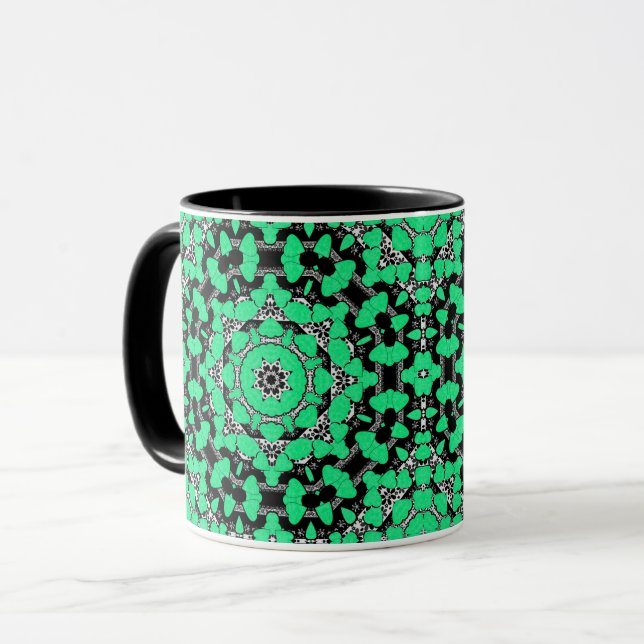 Seamless abstract mandala hearts bright round orna mug (Front Left)