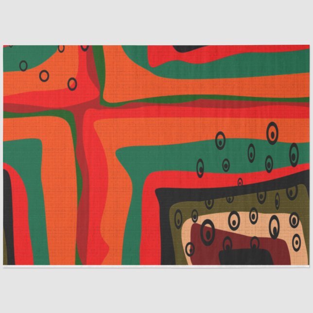 Seamless abstract modern brush pattern red orange tissue paper (Front)
