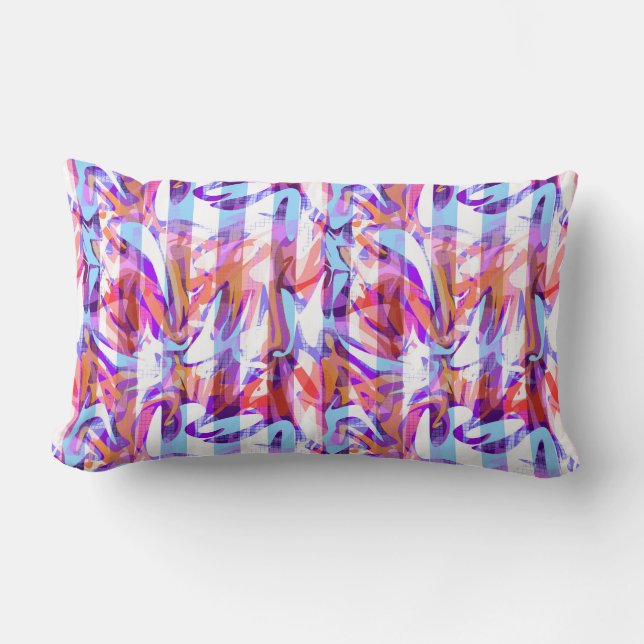 Seamless abstract modern brush stroke multicolor d lumbar cushion (Front)