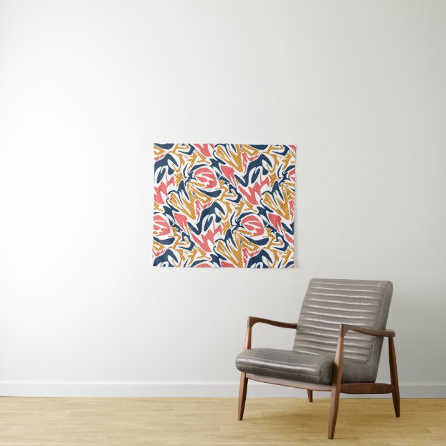 Seamless abstract modern brush stroke multicolor d tapestry (In Situ (Horizontal))